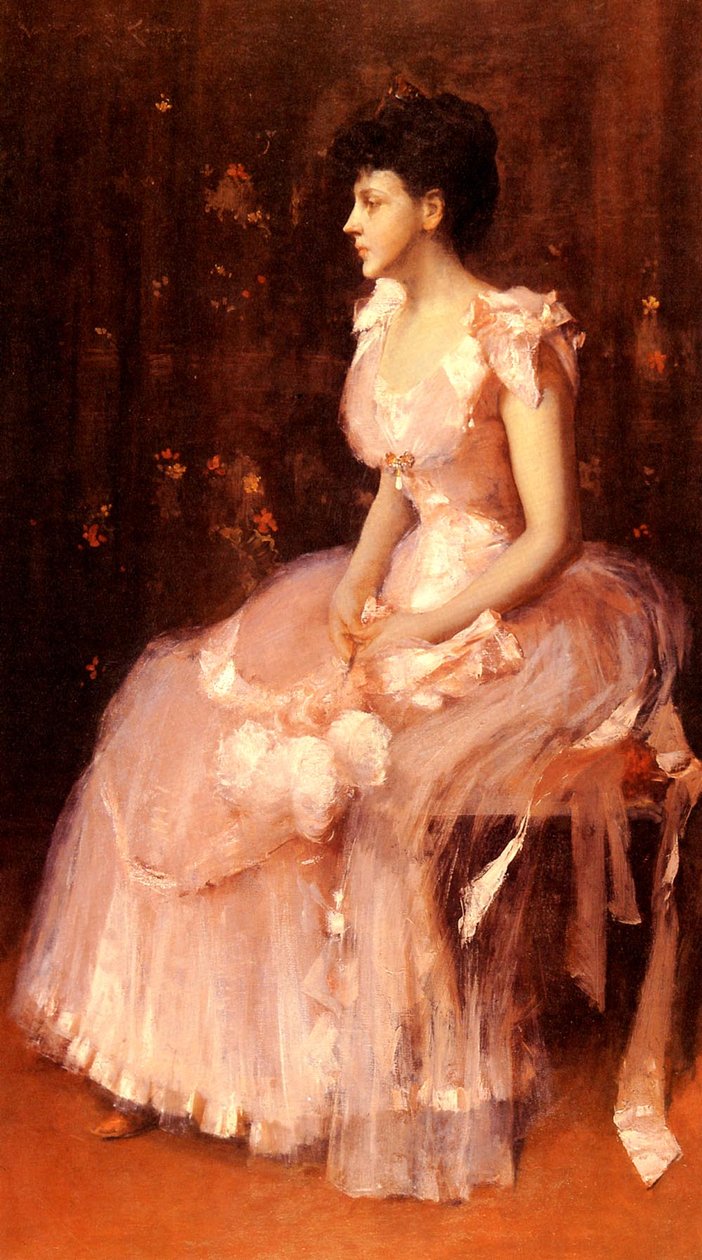 Egy rózsaszín hölgy portréja alkotó: William Merritt Chase