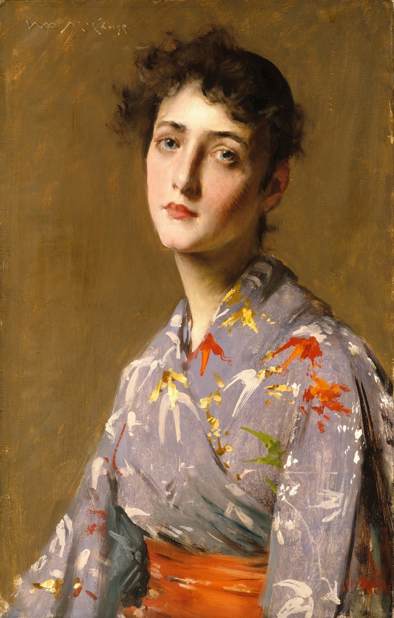 Lány japán jelmezben alkotó: William Merritt Chase