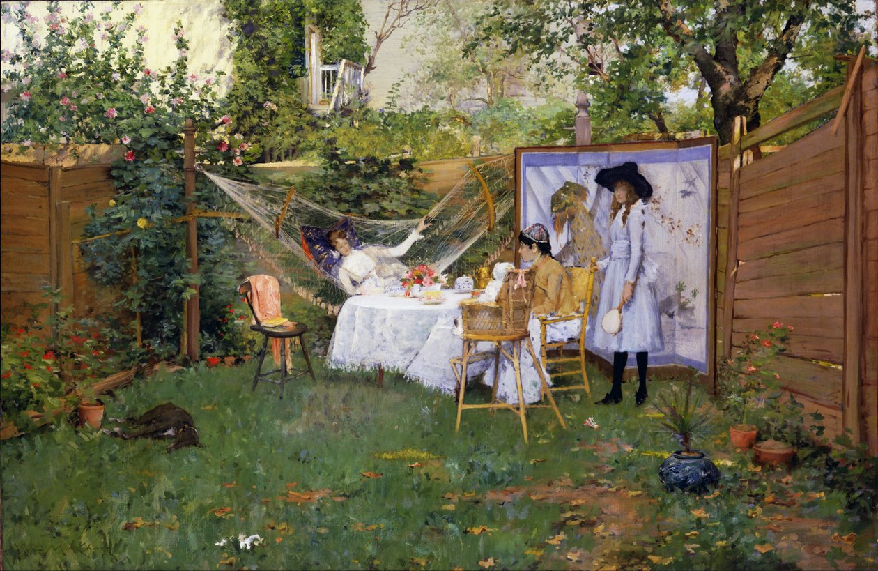 Szabadtéri reggeli alkotó: William Merritt Chase