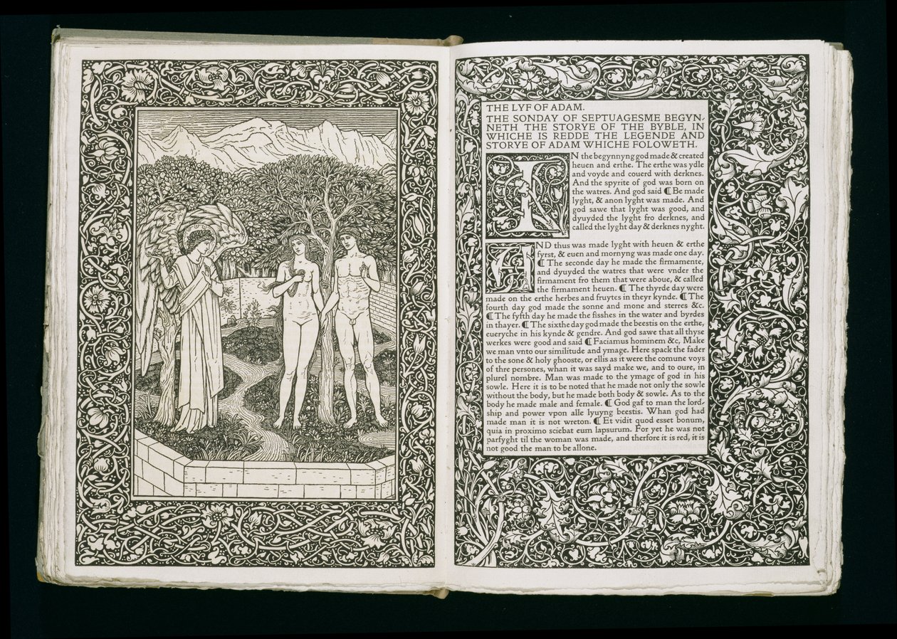 Ádám és Éva a „The Kelmscott Chaucer”-ből, a Kelmscott Press kiadása, 1896 alkotó: William Morris