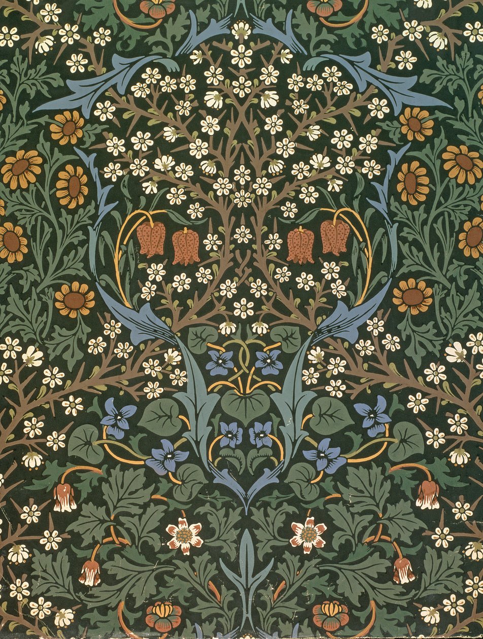 „Blackthorn” tapéta, tervezte: William Morris (1834-96), 1892 alkotó: William Morris