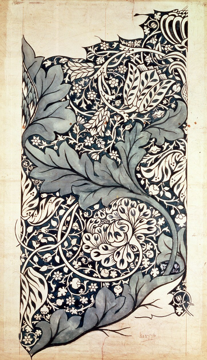 Design for Avon Chintz, 1886 körül (toll és tinta WC-vel papíron) alkotó: William Morris