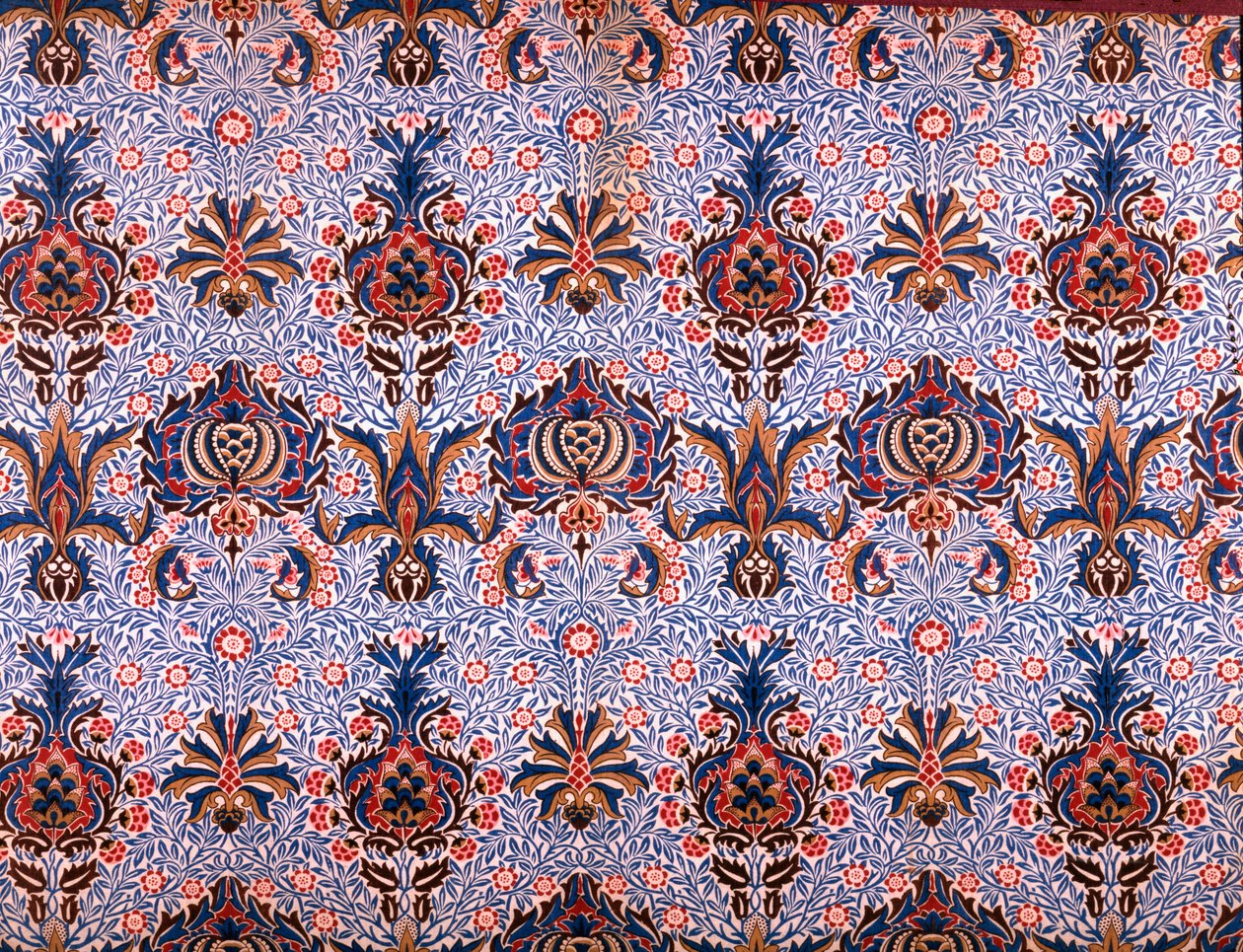Tapétatervezés, 1877 (színes fametszet, papír) alkotó: William Morris