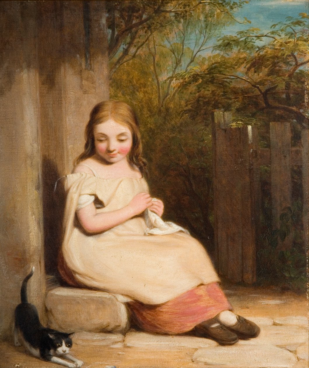 Fiatal lány cicával, alkotó: William Mulready