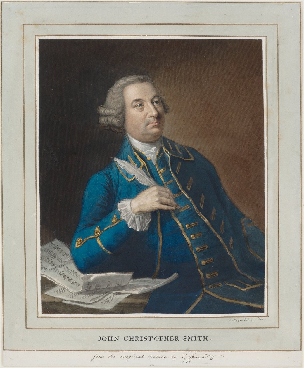 John Christopher Smith, 1760 körül (toll, tinta és WC papíron) alkotó: William Nelson Gardiner