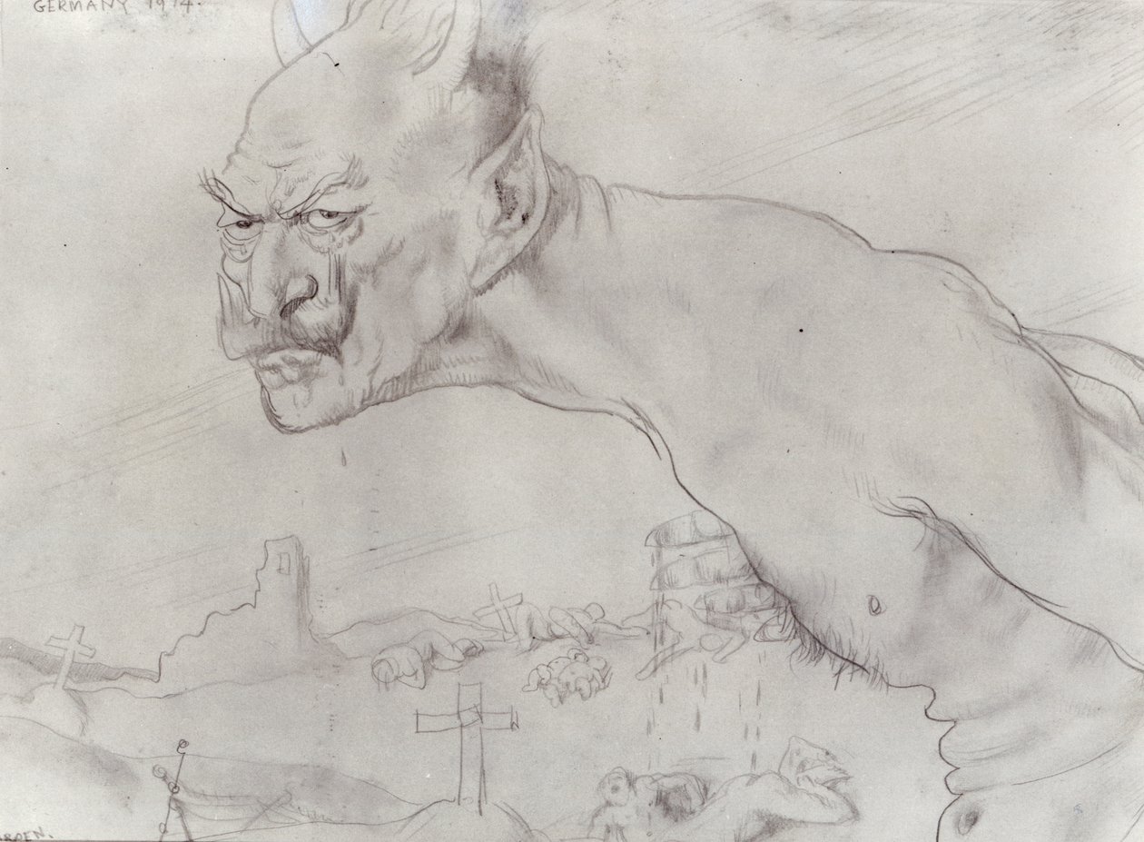 Vilmos császár, mint az ördög, 1914 alkotó: William Orpen