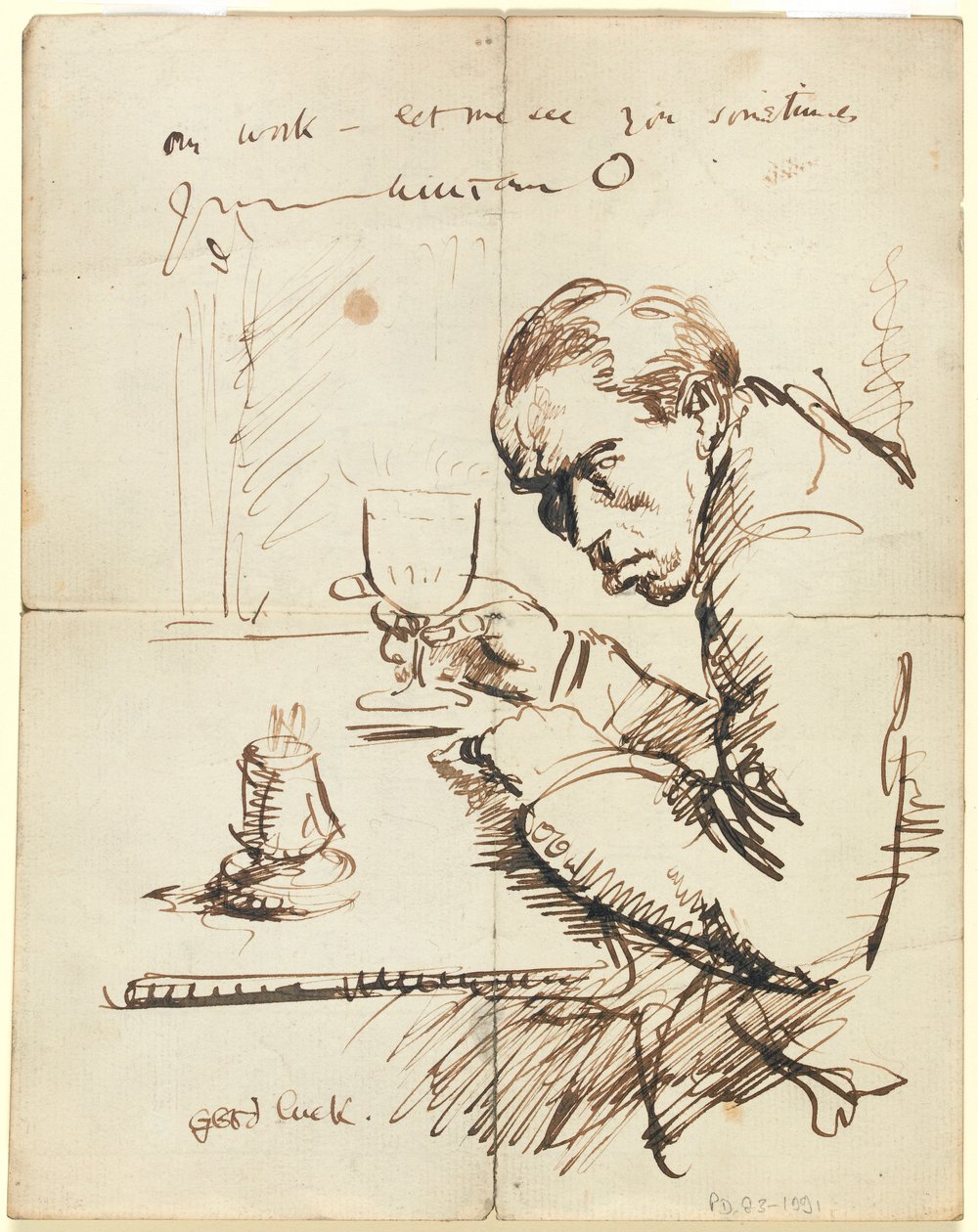 Önarckép (toll és barna tinta papíron) alkotó: William Orpen