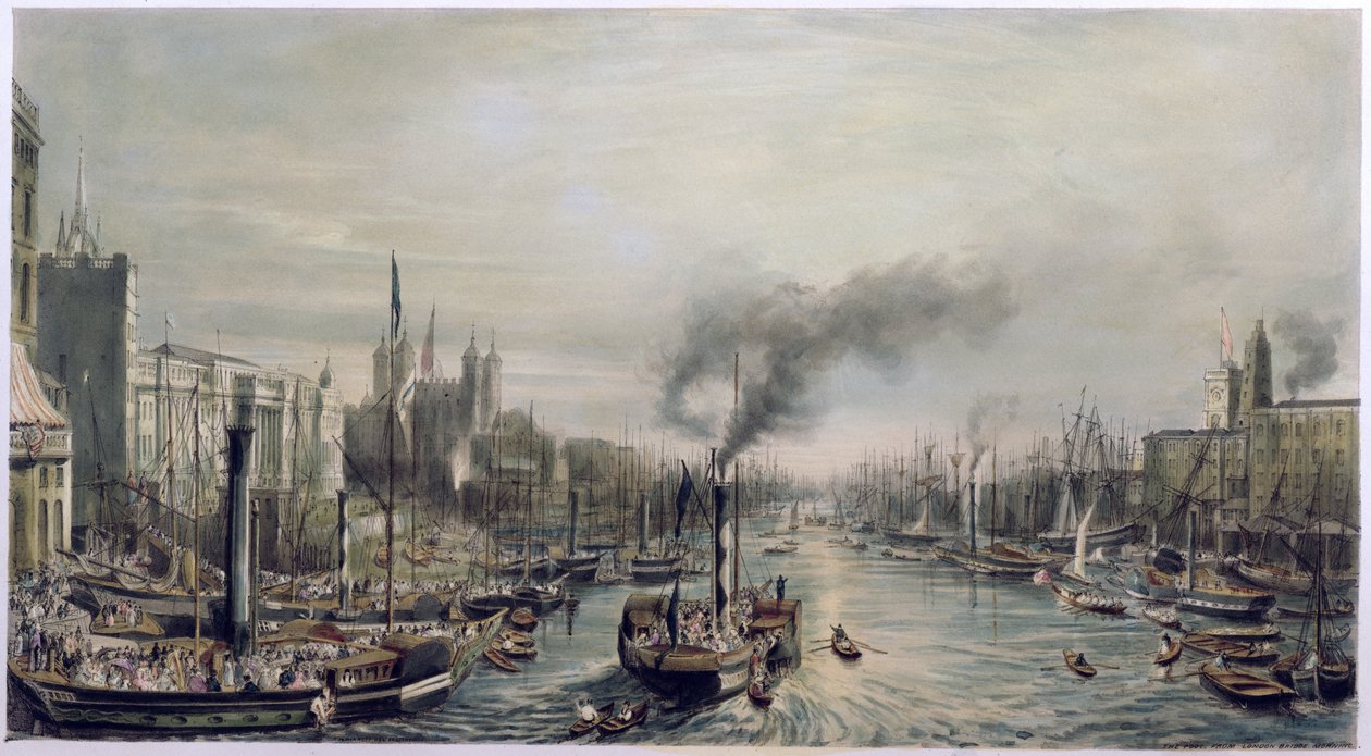 London medence a London Bridge-ről, 1841 alkotó: William Parrott