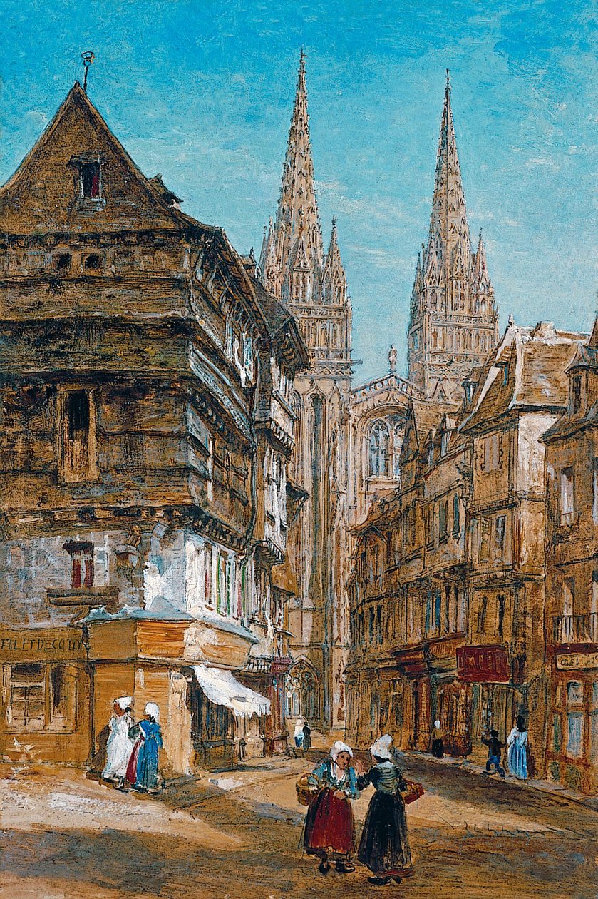 Quimper, a katedrális és a Kéréon utca alkotó: William Parrott