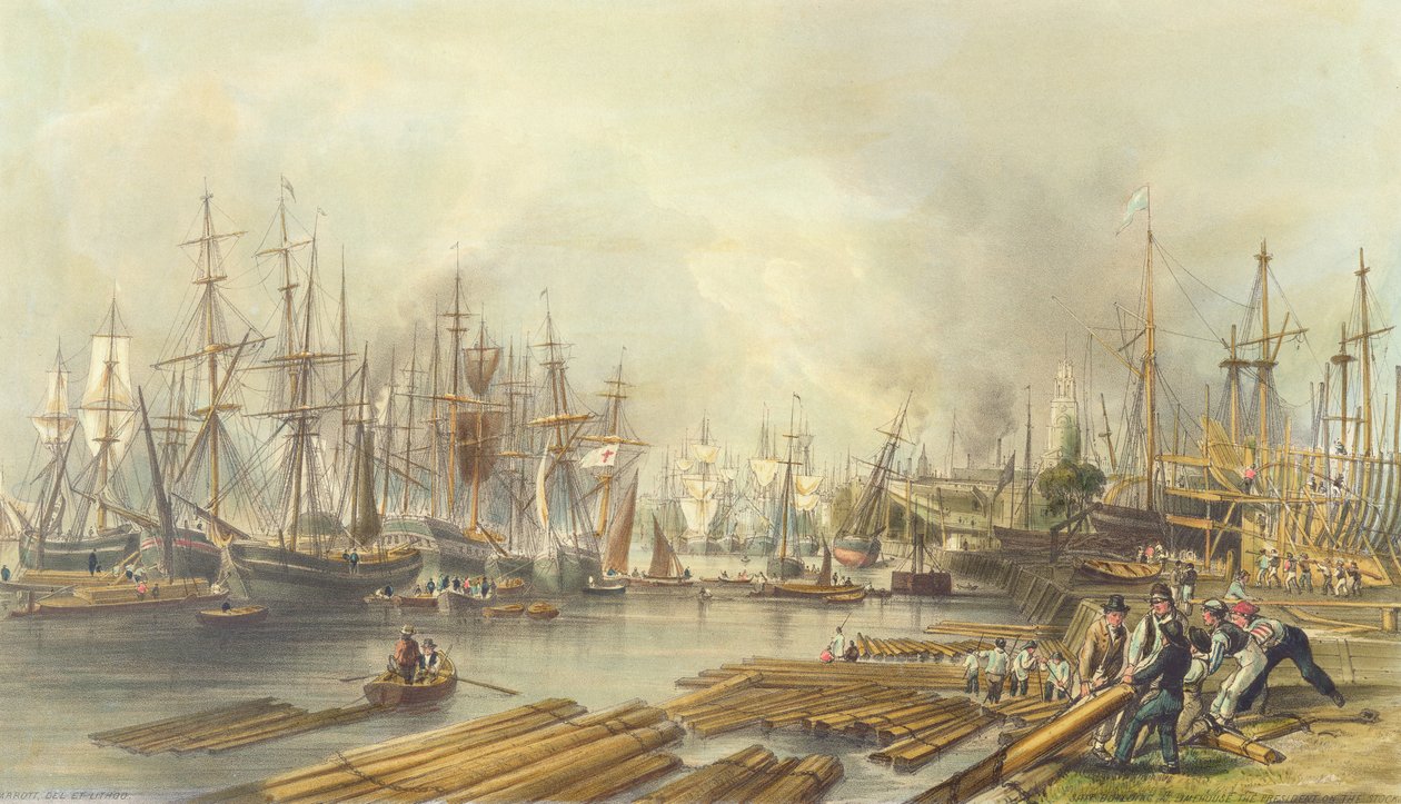 Hajóépítés Limehouse-ban, 1840 alkotó: William Parrott