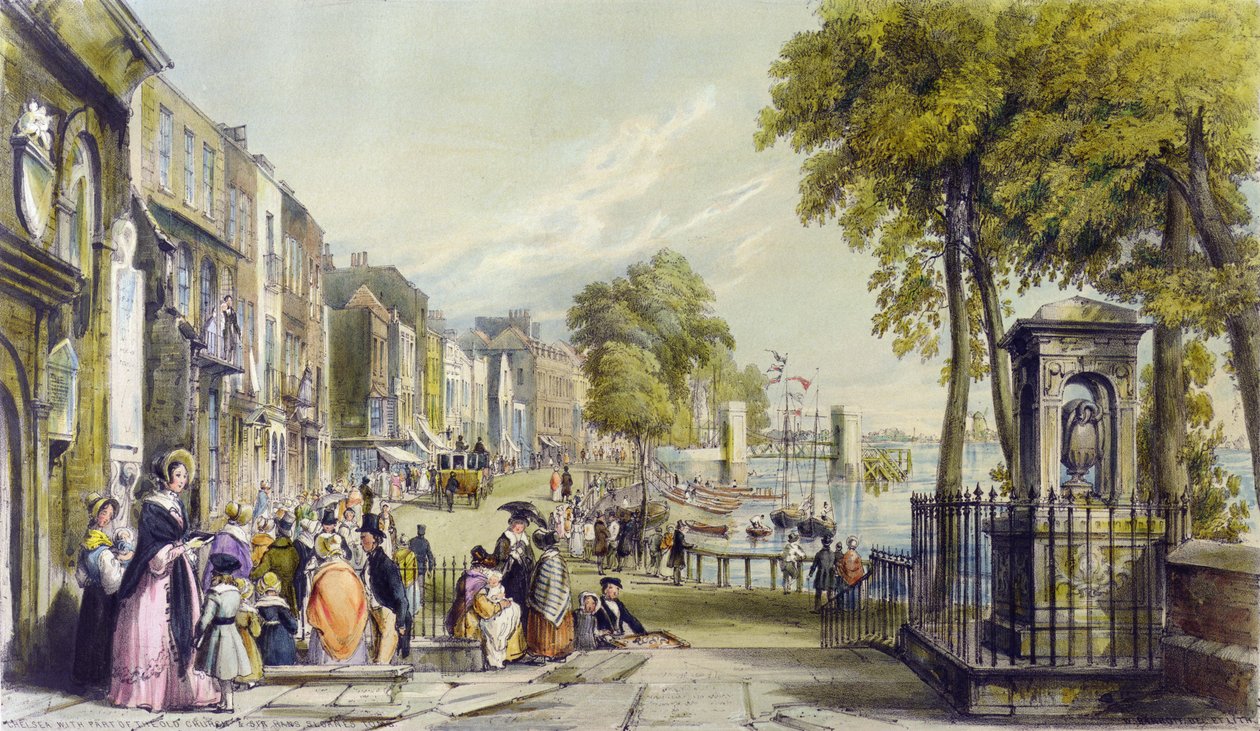 Kilátás a Cheyne Walk-ra, Chelsea, 1840 alkotó: William Parrott
