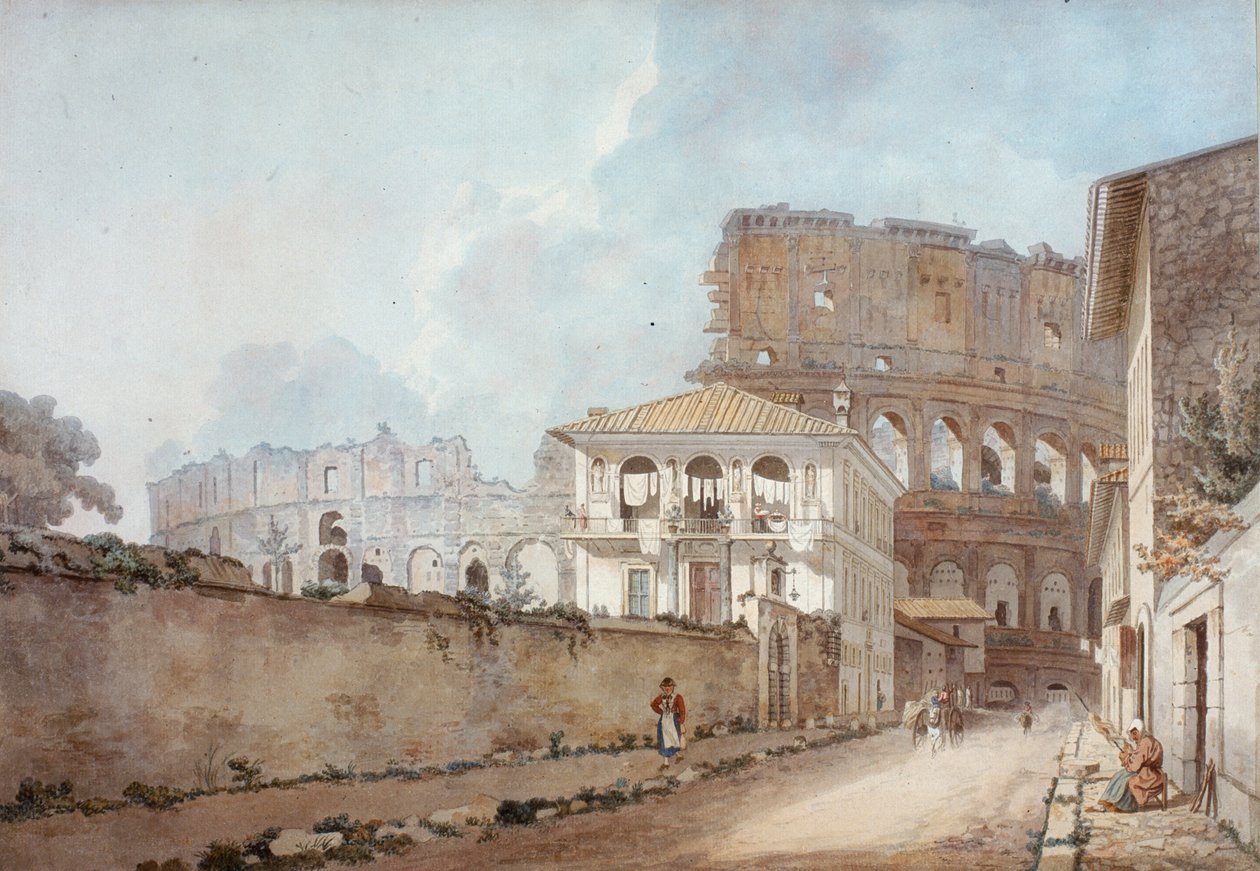 A Colosseum, Róma (wc és ceruza fektetett papíron) alkotó: William Pars