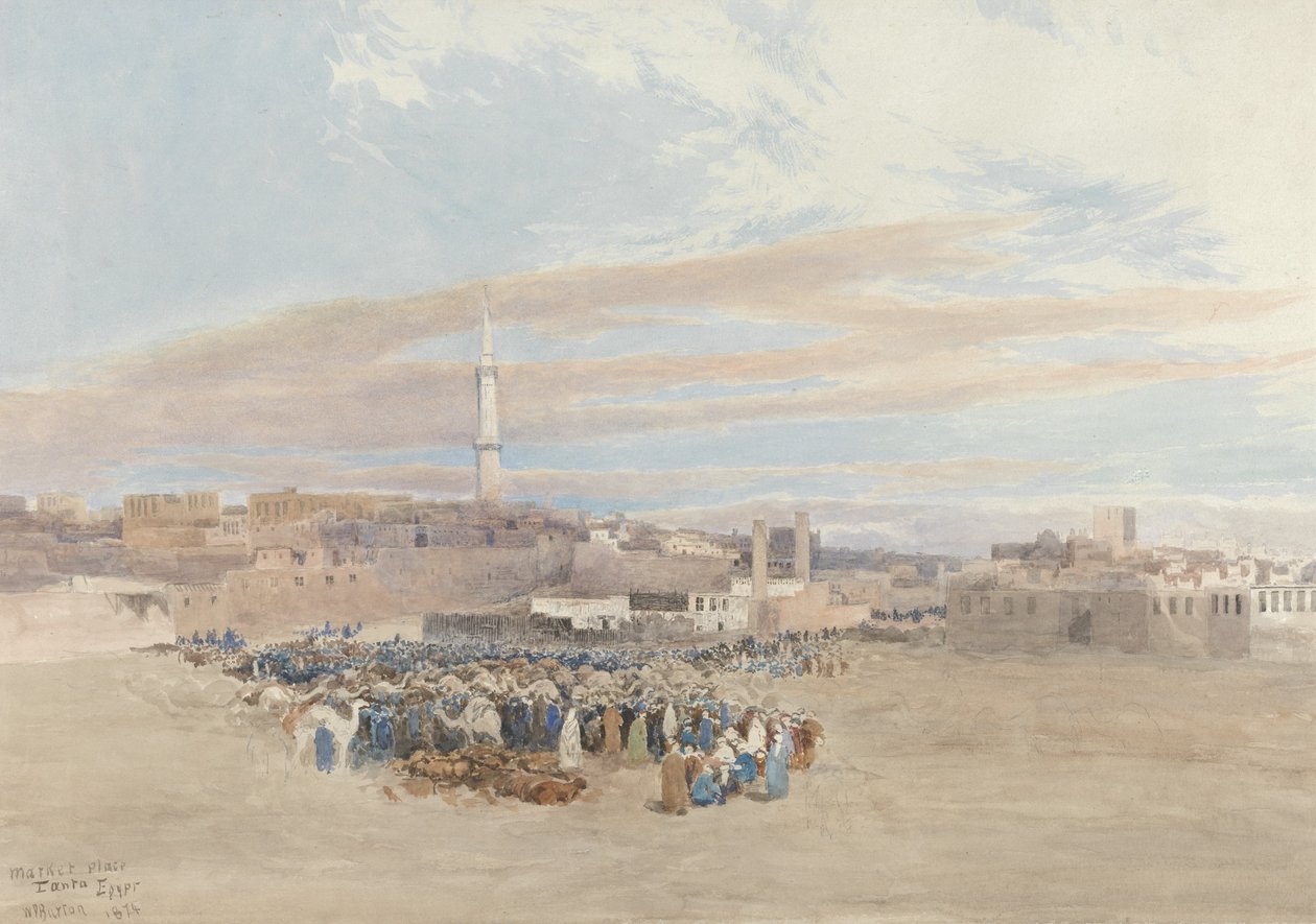 The Market Place, Tanga, Egyiptom, 1874 (wc grafit felett) alkotó: William Paton Burton