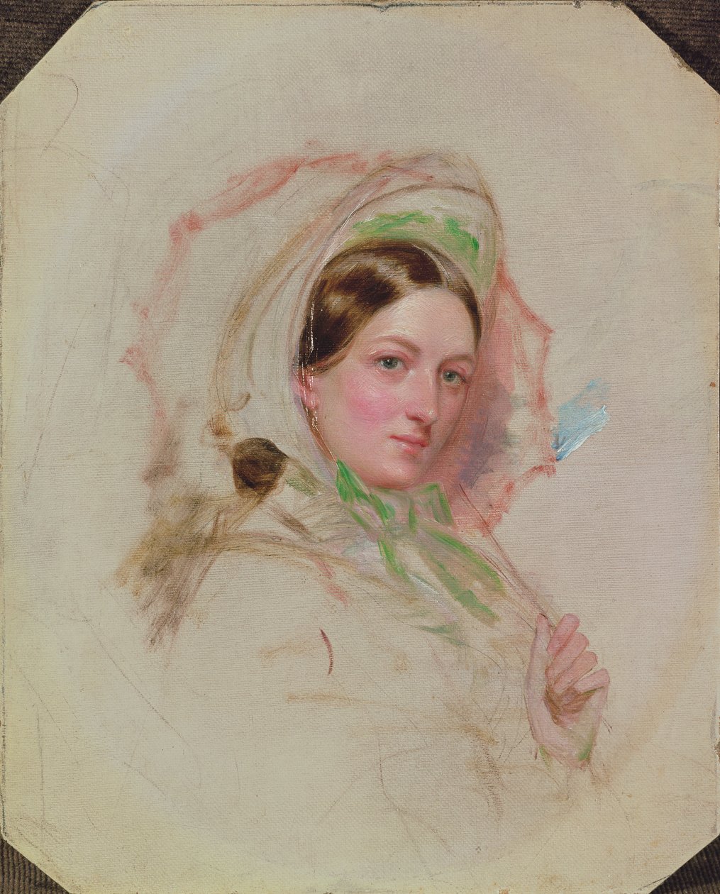 Hölgy napernyővel (tanulmány a Derby Day-hez) alkotó: William Powell Frith