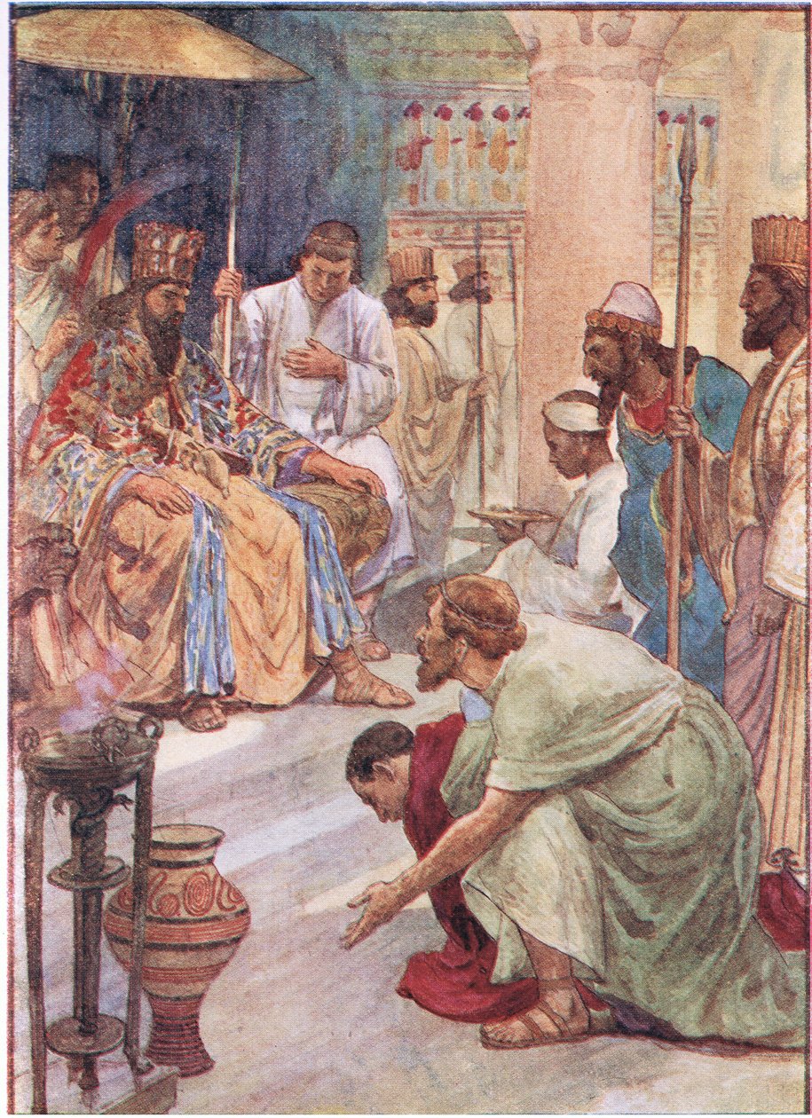 Thlemisztoklész a perzsa udvarban, a Plutarch Lives-ból, a T C & E C Jack Ltd., 1920-as évek alkotó: William Rainey
