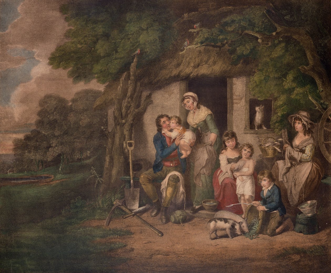 Szombat este, 1795 (színes metszet) alkotó: William Redmore Bigg