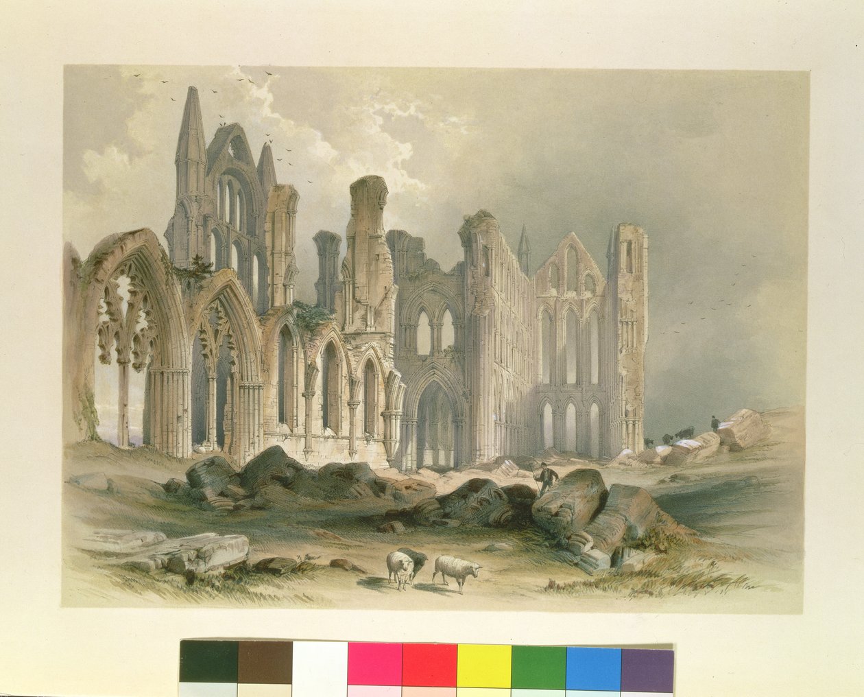 Whitby apátság északkeletről, a „Yorkshire kolostori romjai” című művéből, George Hawkins (1819-52) metszete, 1843 alkotó: William Richardson