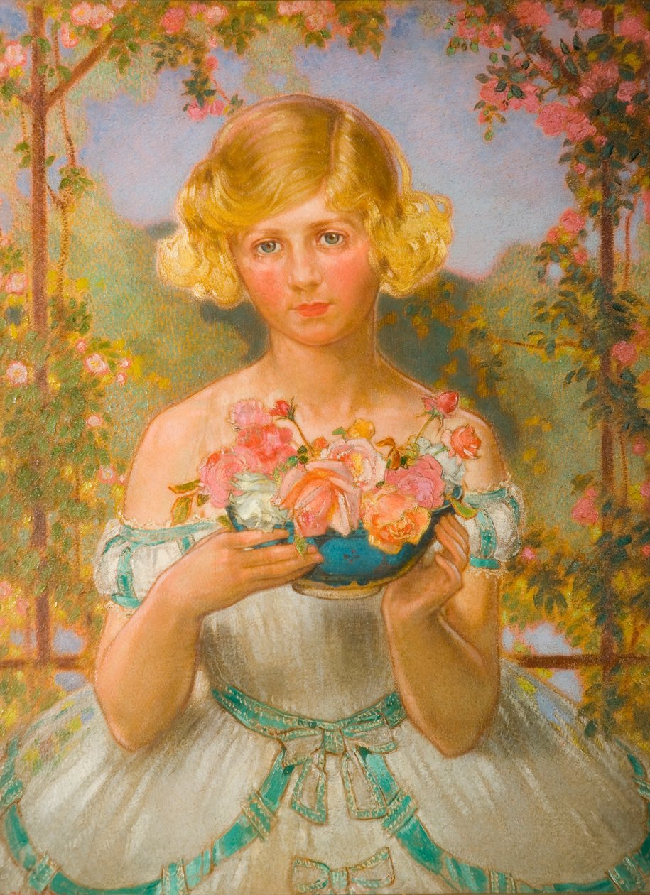 Jane egy tál rózsával alkotó: William Shackleton