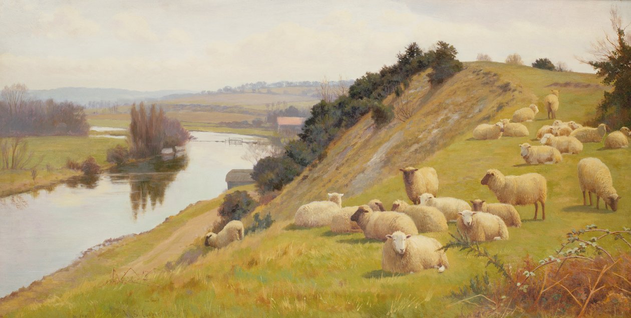 Folyóparti legelő juhokkal alkotó: William Sidney Cooper