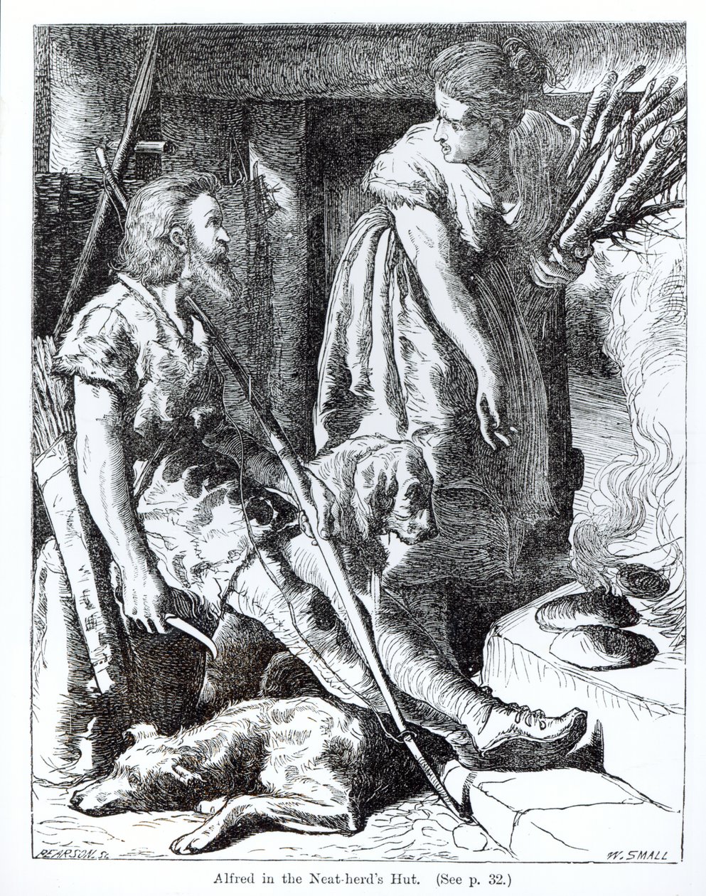 Alfred (849-99) a Neat-herd kunyhójában, Pearson metszet alkotó: William Small