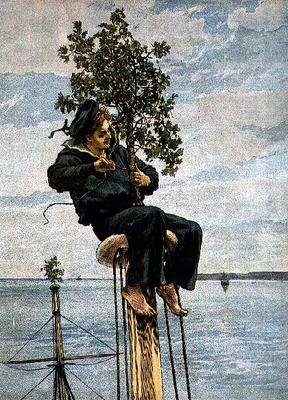 Karácsony reggel az árboc fején, a Grafikus karácsonyi számból, 1879 alkotó: William Small