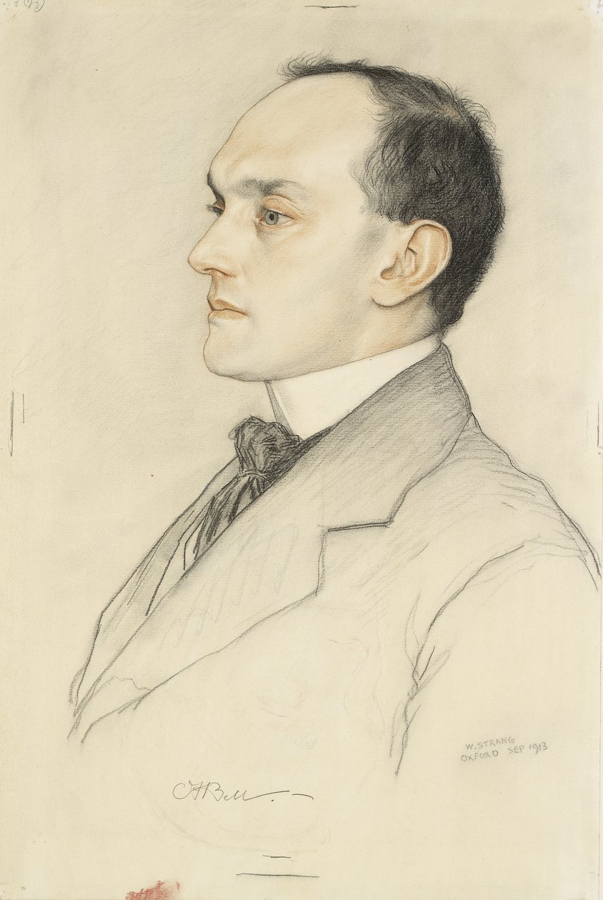 Charles Francis Bell portréja, 1913 (színes zsírkréták egy halvány okkerszínű preparátumon) alkotó: William Strang