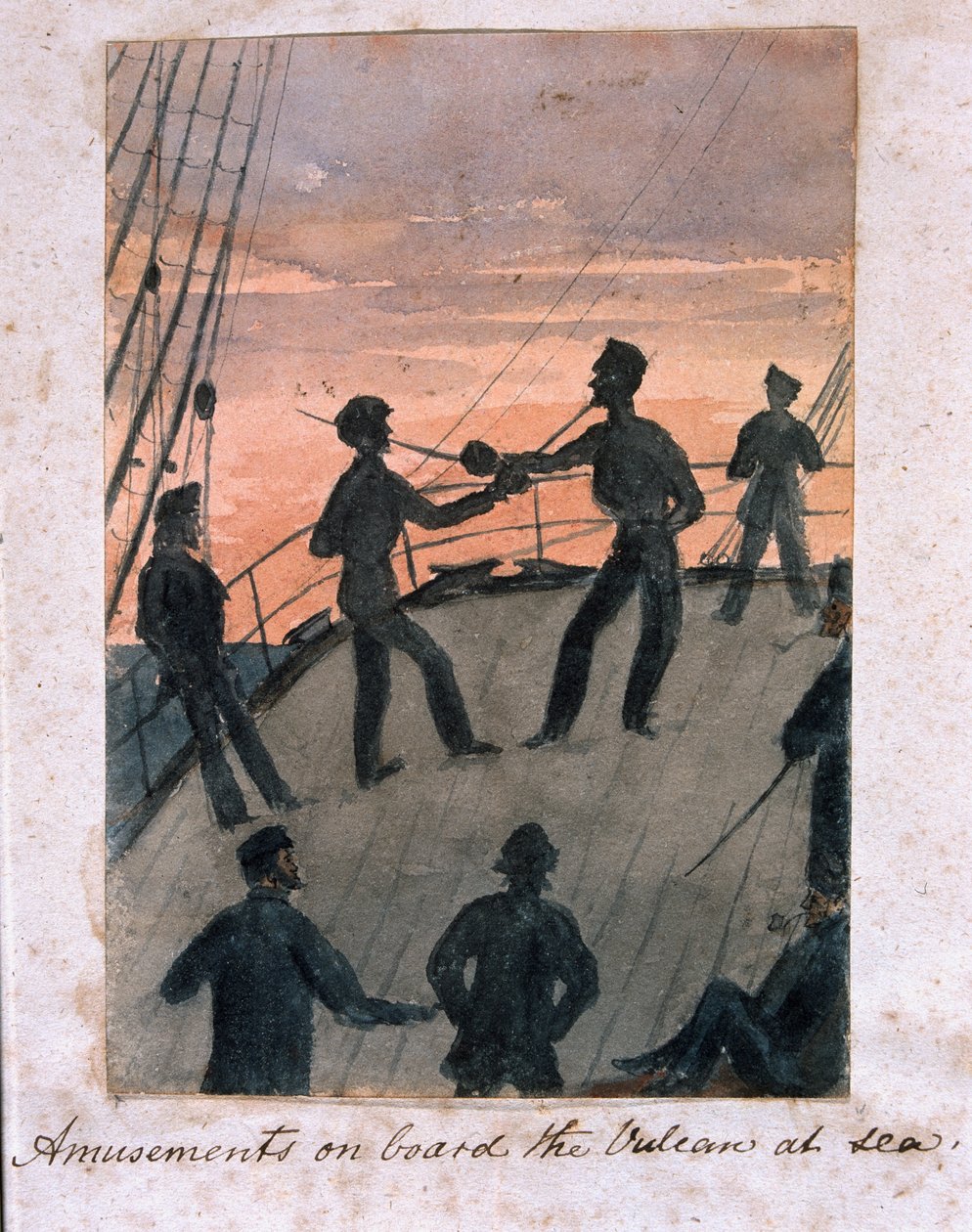 Szórakozások a Vulkán fedélzetén a tengeren, 1854 körül (wc papíron) alkotó: William Thomas Markham