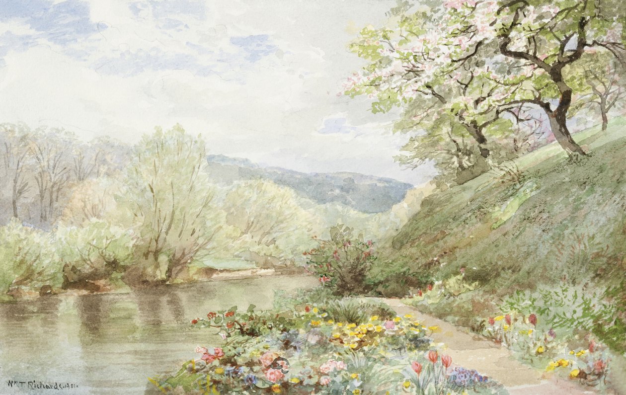 Fidelia Bridges kertje Canaanban, Connecticut, 1901 (wc és gouache, papír) alkotó: William Trost Richards