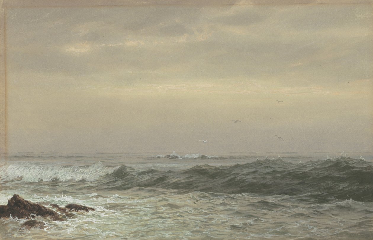 Sziklák és hullámtörő, 1870 körül alkotó: William Trost Richards