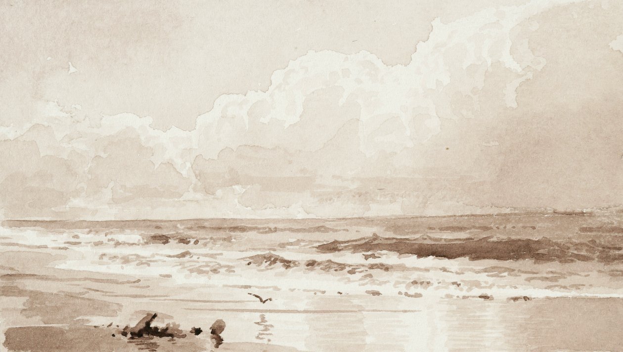 Tengeri táj madárral (papíron mosás) alkotó: William Trost Richards