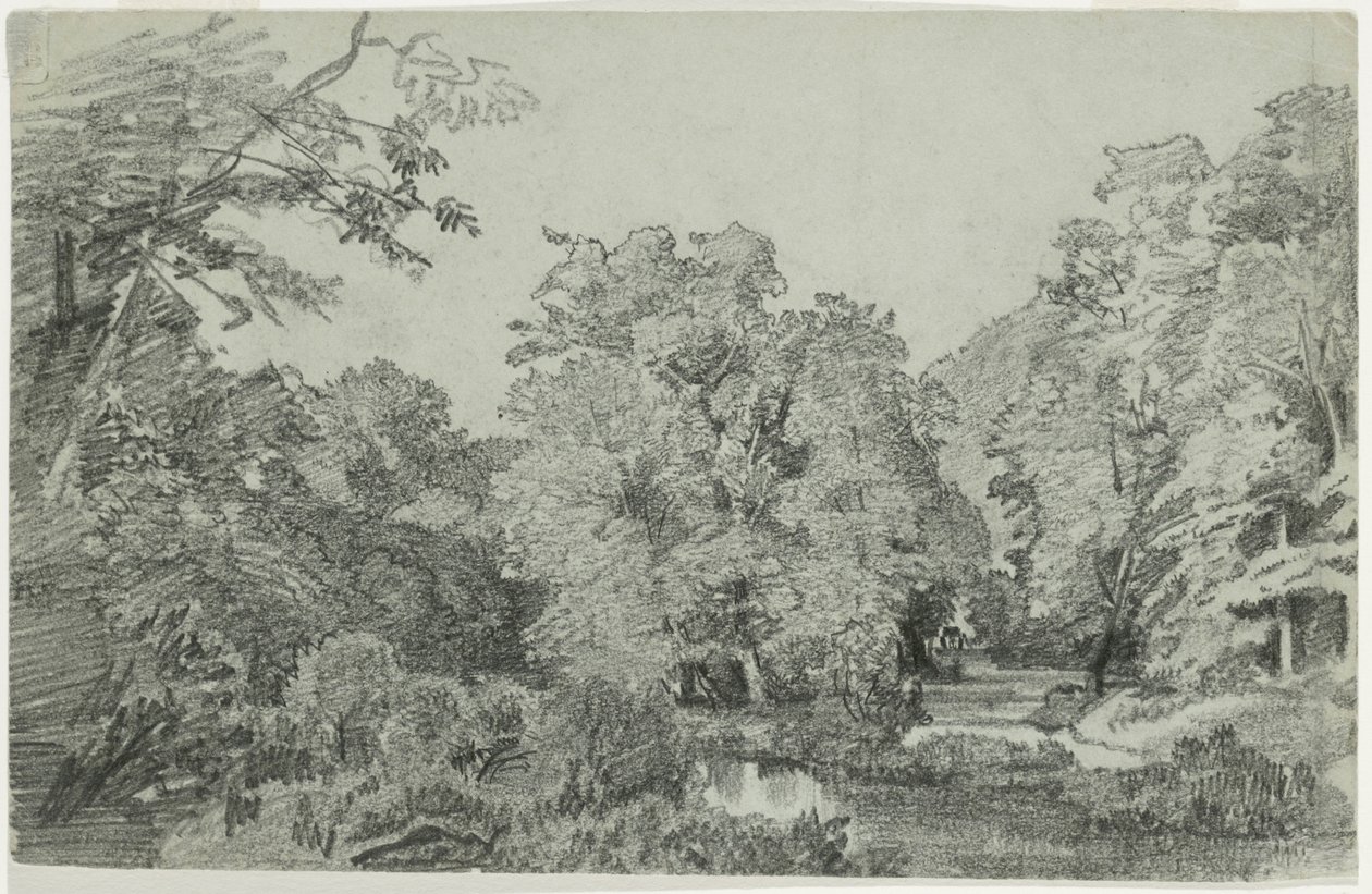 Erdei jelenet Brookkal alkotó: William Trost Richards