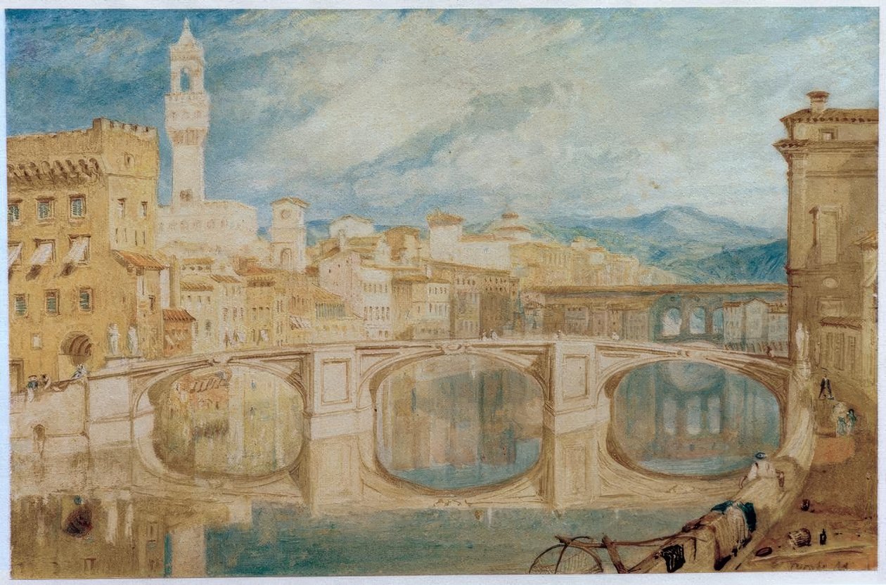 Firenze a Ponte alla Carraia felől nézve alkotó: Joseph Mallord William Turner