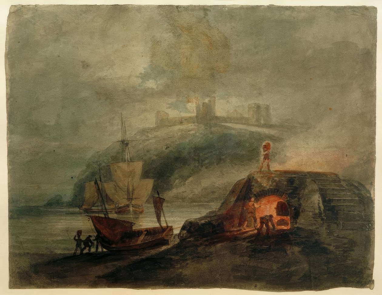 Llanstephan kastély a Holdfénynél, egy kemencével az előtérben alkotó: Joseph Mallord William Turner