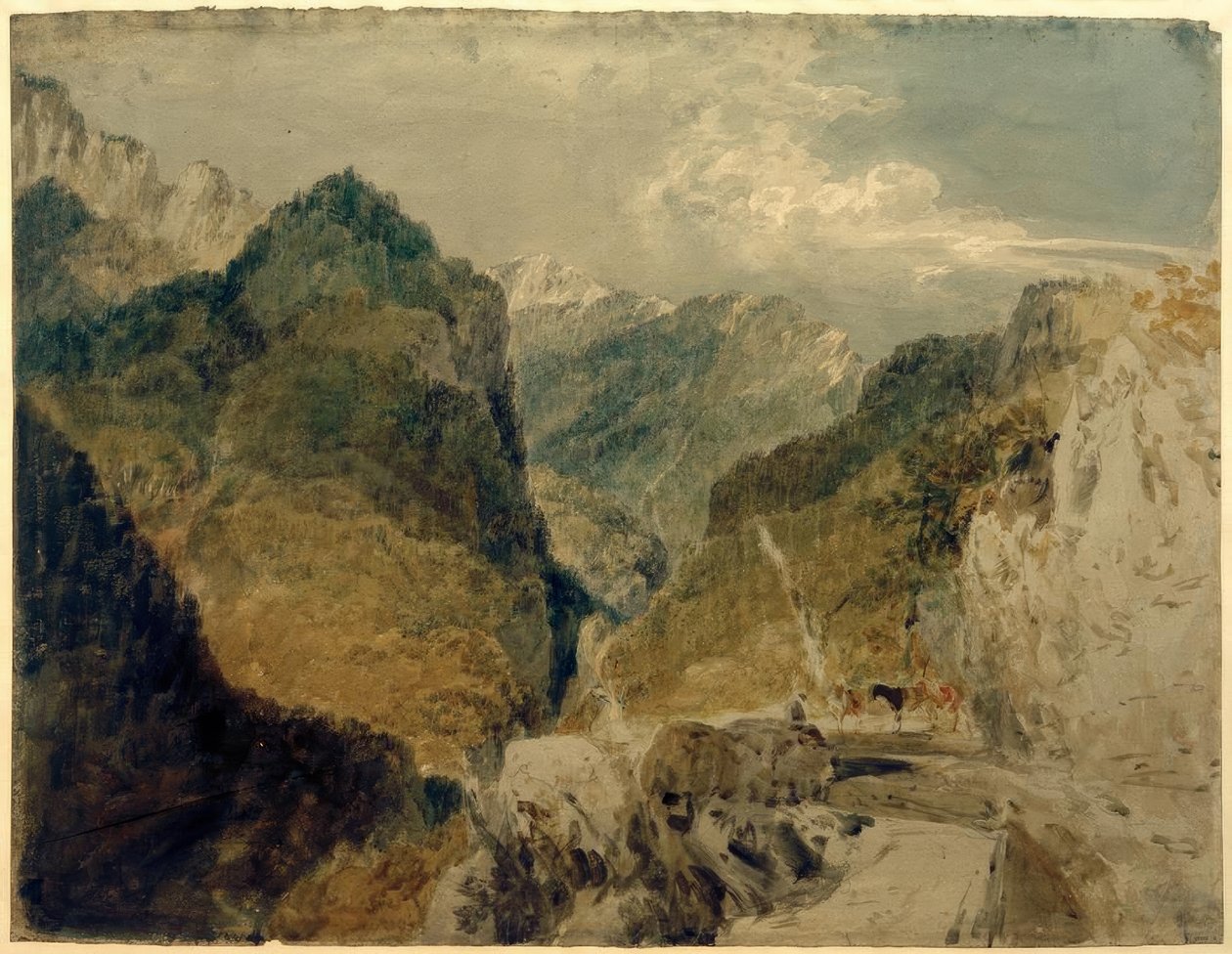 A Pic de lOeillette, Gorges du Guiers Mort, visszatekintve St Laurent du Pontra alkotó: Joseph Mallord William Turner
