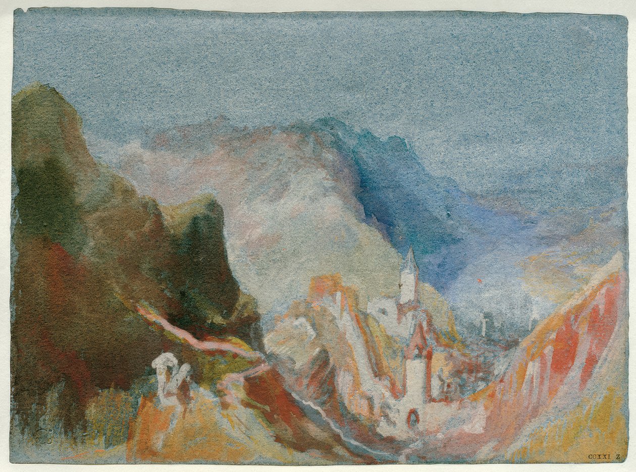 Trarbach a Grevenburgból nézve alkotó: Joseph Mallord William Turner