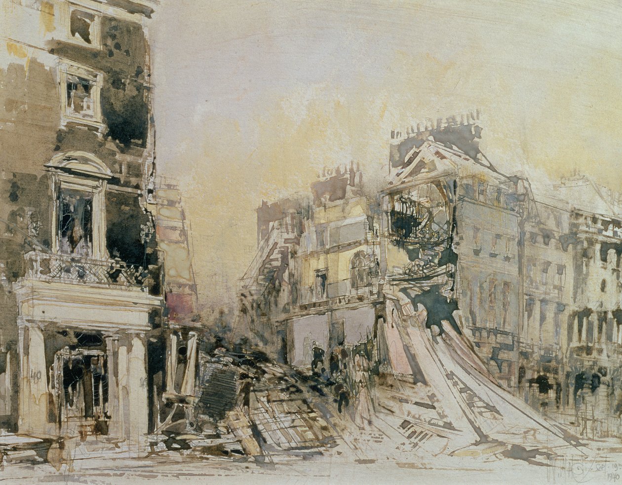 The Blitzed Arts Club, 1940. szeptember 19. (metszet, papír) alkotó: William Walcot