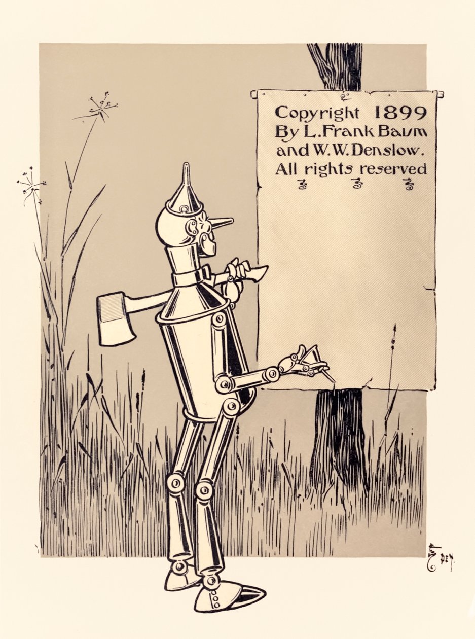 Copyright oldal a ?The Wonderful Wizard of Oz? L. Frank Baum alkotó: William Wallace Denslow