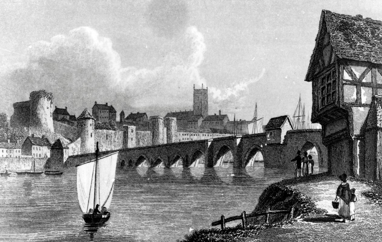 Limerick vára és városa, E. Finden metszete, 1829 alkotó: William Westall