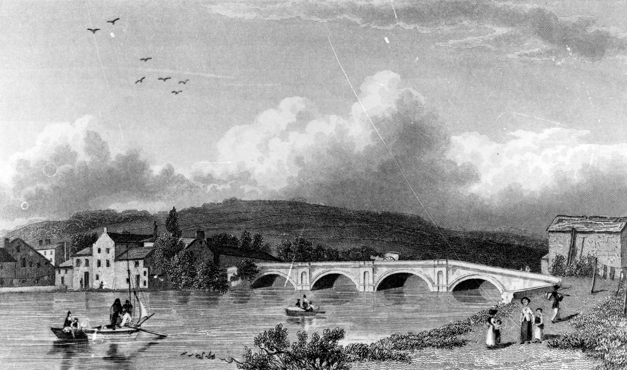 Strammongate Bridge, Kendal, metszette E. Finden, 1830 alkotó: William Westall