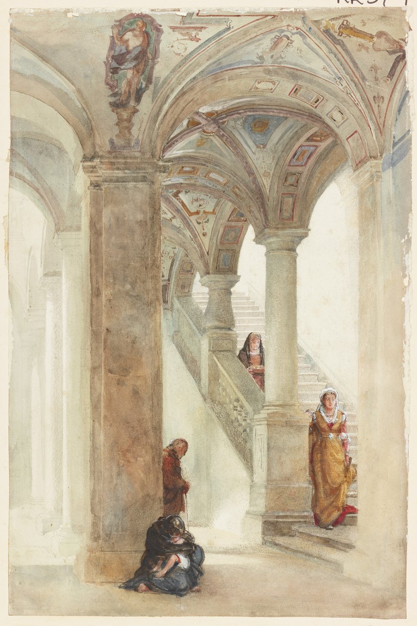 A palota lépcsőháza (testszín, ceruza és WC papíron) alkotó: William Wood Deane