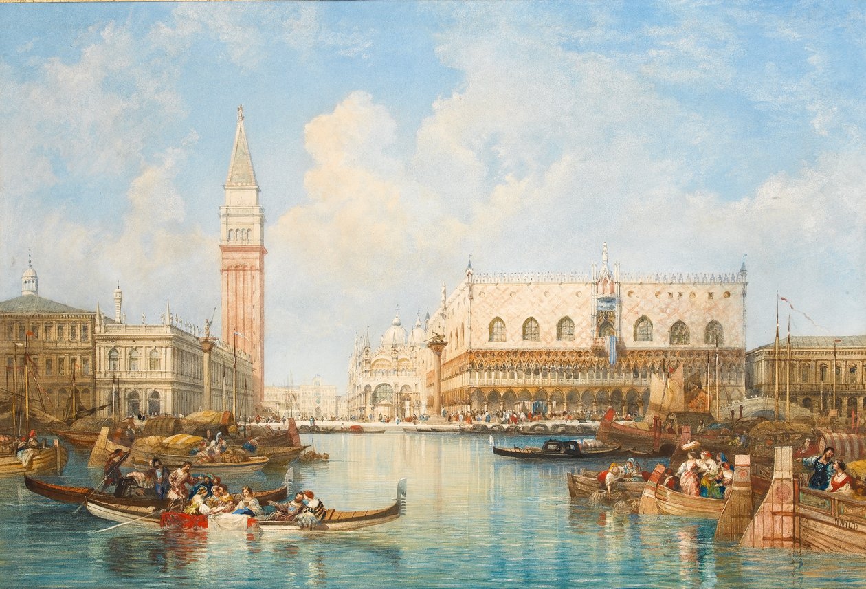 The Doges Palace and Piazetta from the Lagoon, Venice (wc on paper) alkotó: William Wyld