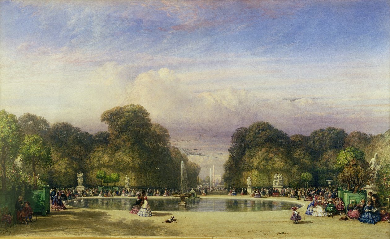 A Tuileriák kertje, a Diadalívvel a távolban, 1858 alkotó: William Wyld