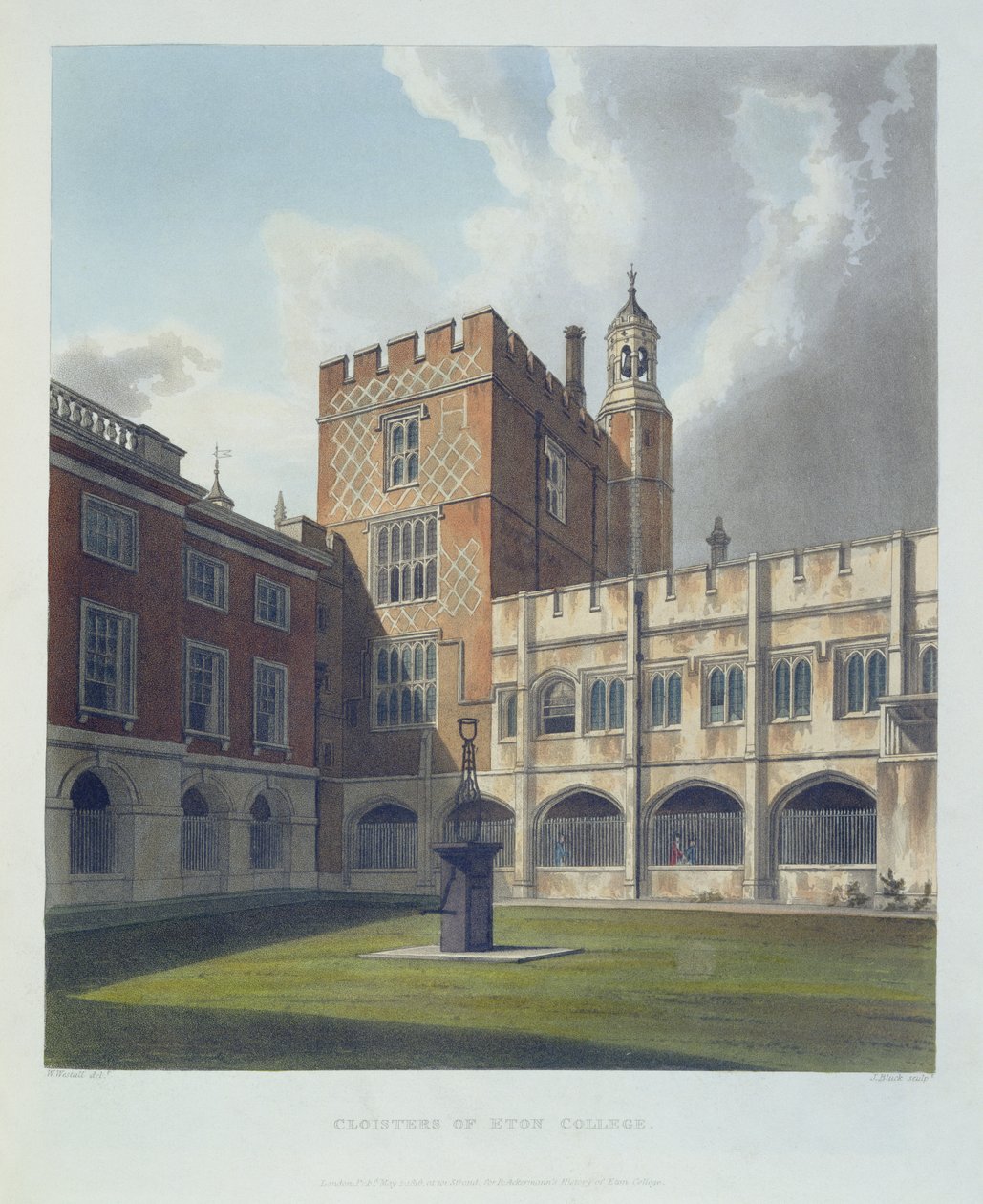 Cloisters of Eton College, az Eton College történetéből, a History of the Colleges része, vésette J. Bluck (fl.1791-1831) pub. R. Ackermann, 1816 (akvatinta) alkotó: William after Westall