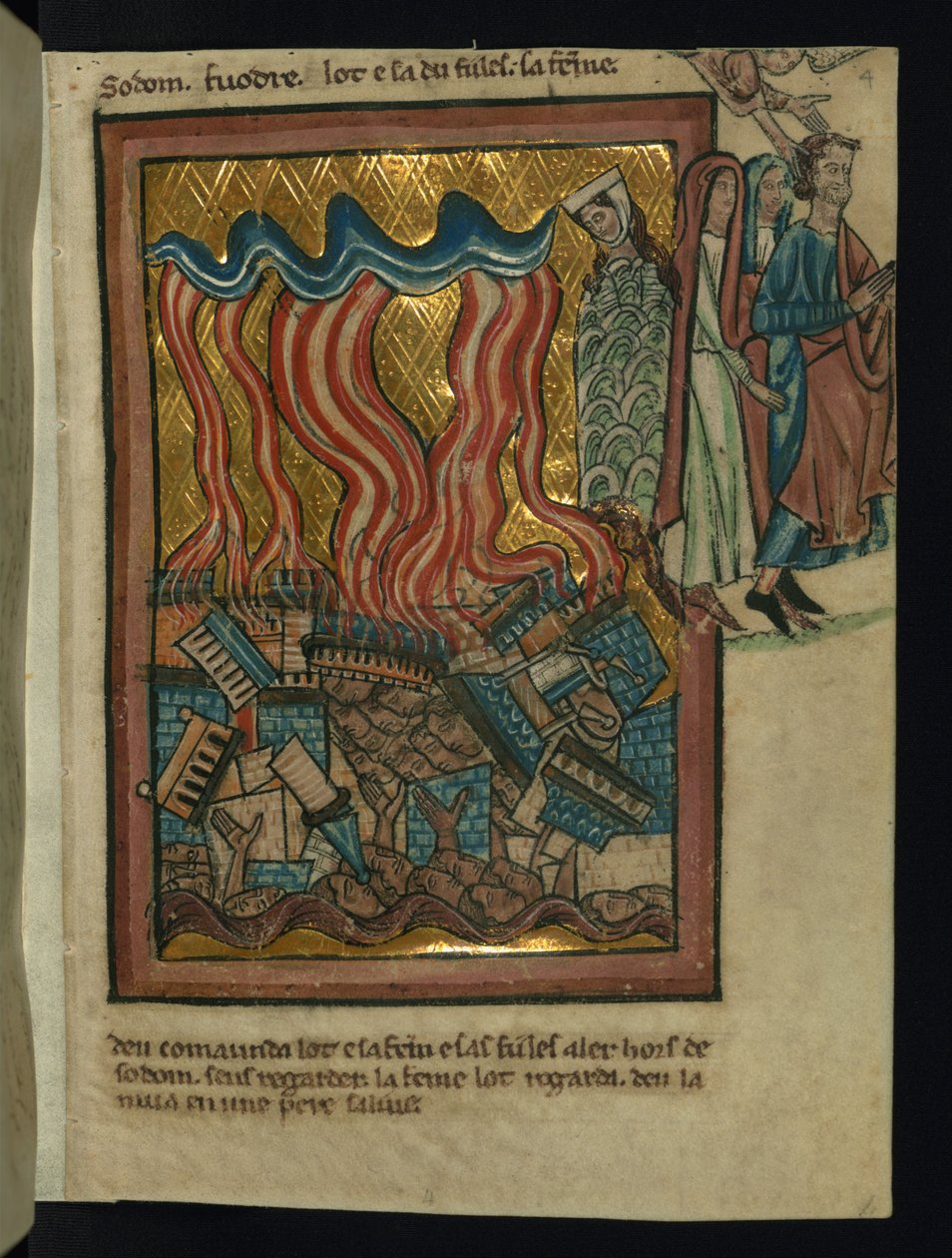 Lót és családja elmenekülnek Sodomából (1Mózes 19: 15-26) alkotó: William de Brailes  