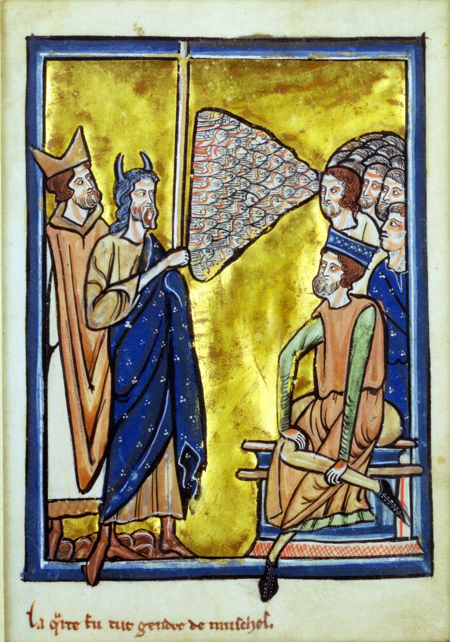 Egyiptom negyedik pestisjárványa, a Bibliaképek könyvéből, 1250 körül alkotó: William de Brailes  