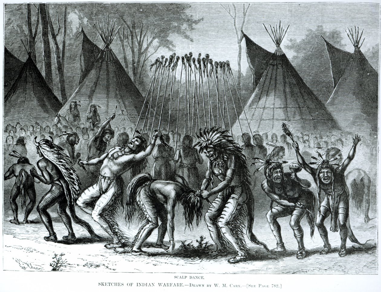 Scalp Dance a Sketches of Indian Warfare című filmből alkotó: William de la Montagne Cary