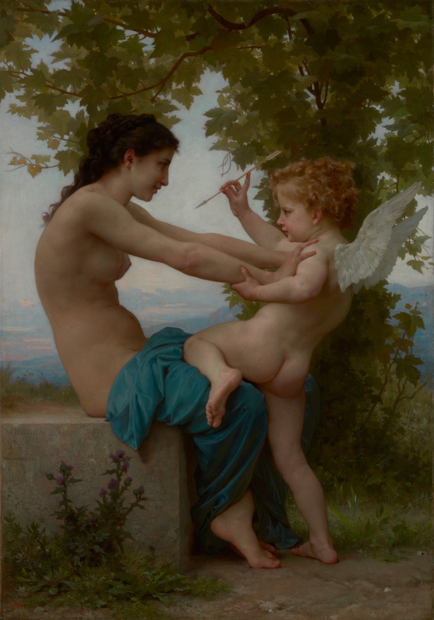Egy fiatal lány, aki a szerelem ellen védekezik alkotó: William-Adolphe Bouguereau