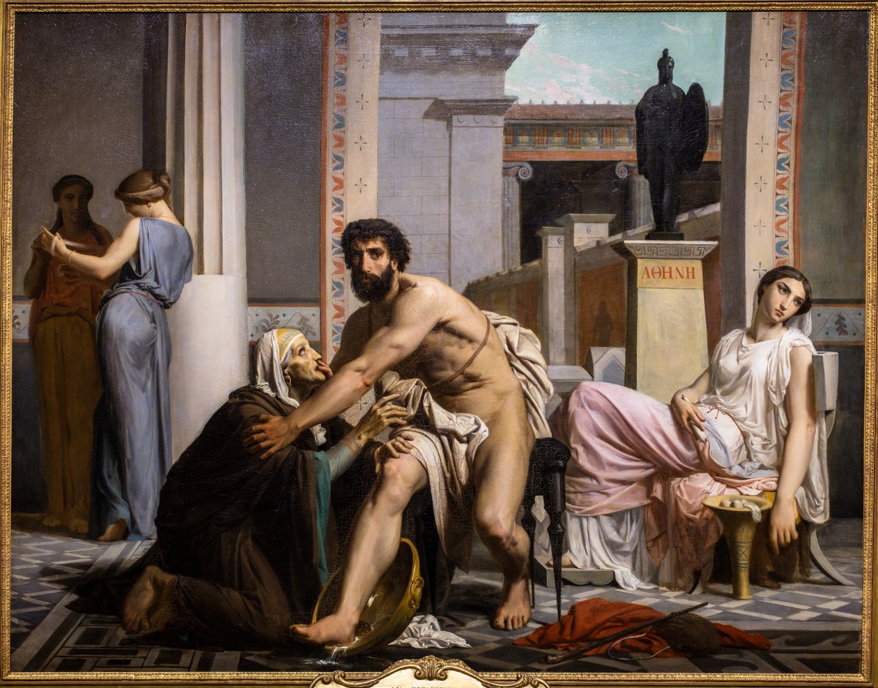 Odüsszeusz felismeri a dajkája által Trójából való visszatérésekor alkotó: William Adolphe Bouguereau