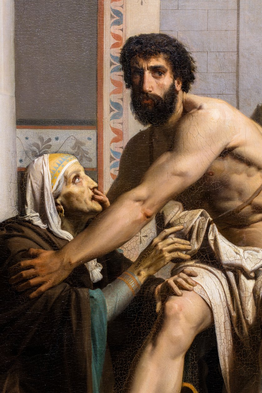 Odüsszeusz felismeri a dajkája által Trójából való visszatérésekor alkotó: William Adolphe Bouguereau