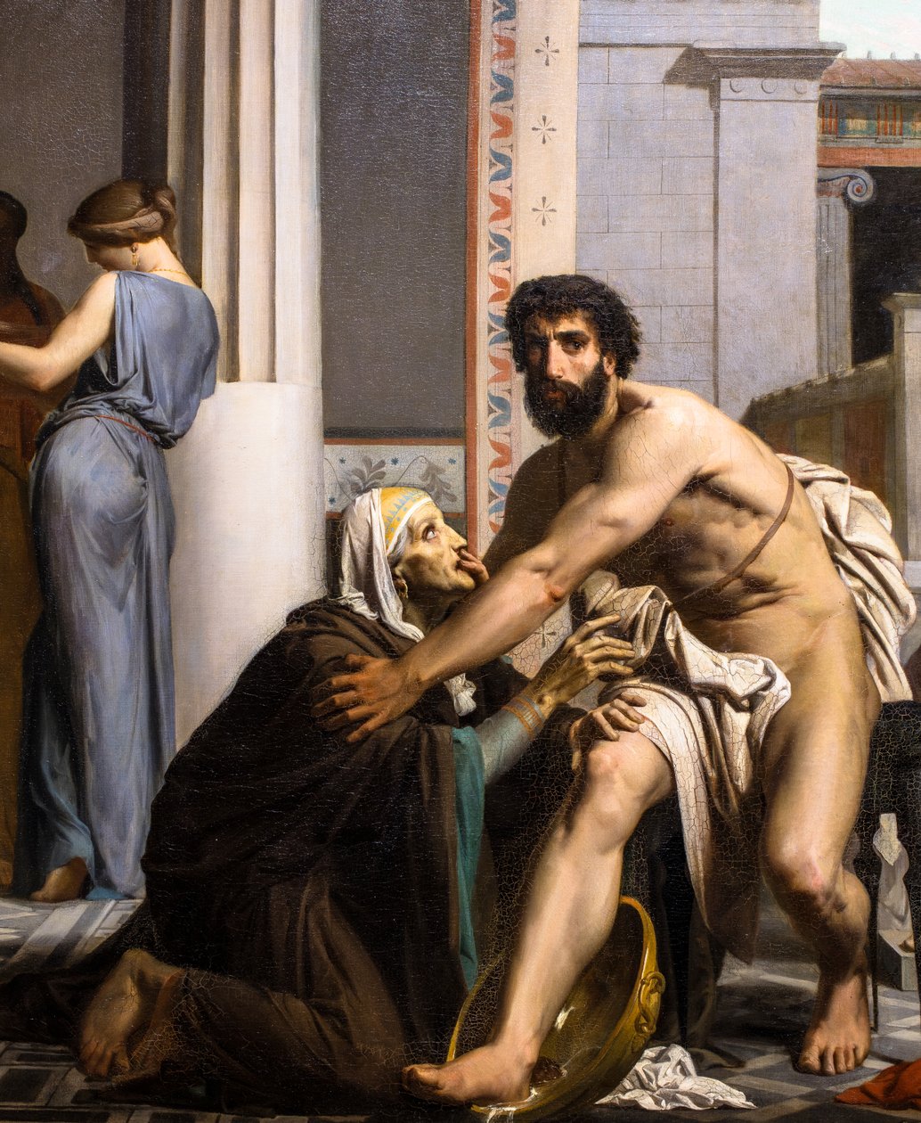 Odüsszeusz felismeri a dajkája által Trójából való visszatérésekor alkotó: William Adolphe Bouguereau